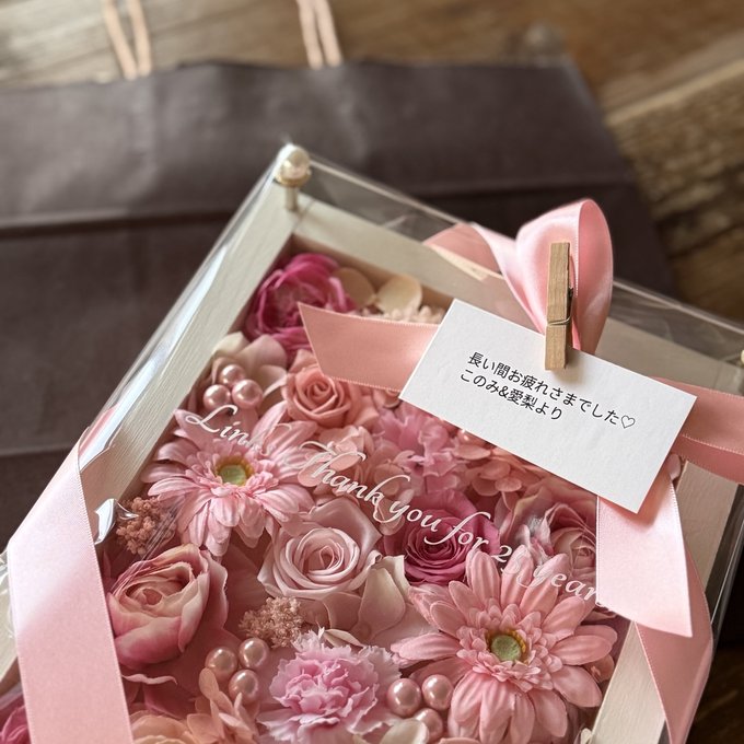 ボックスフラワー ピンク 飾り方
