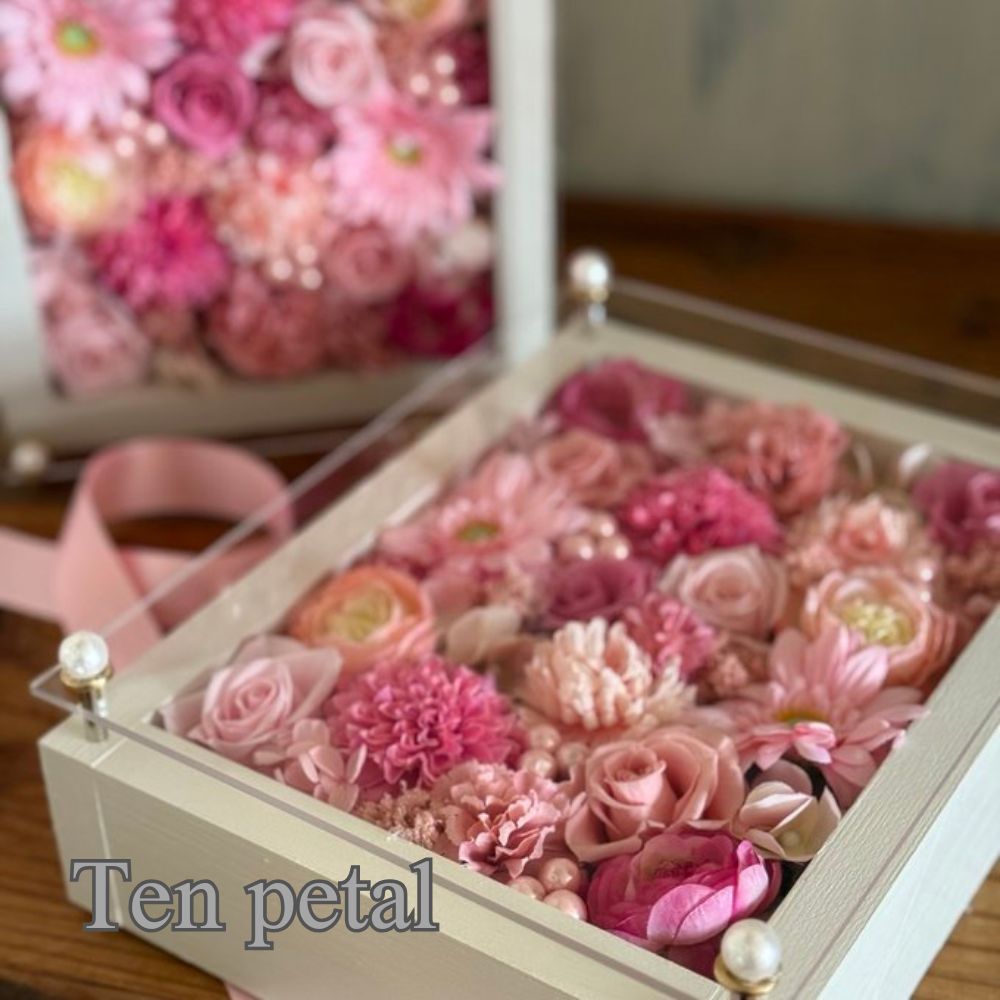 子育て感謝状 プリザーブドフラワー ピンク 正面