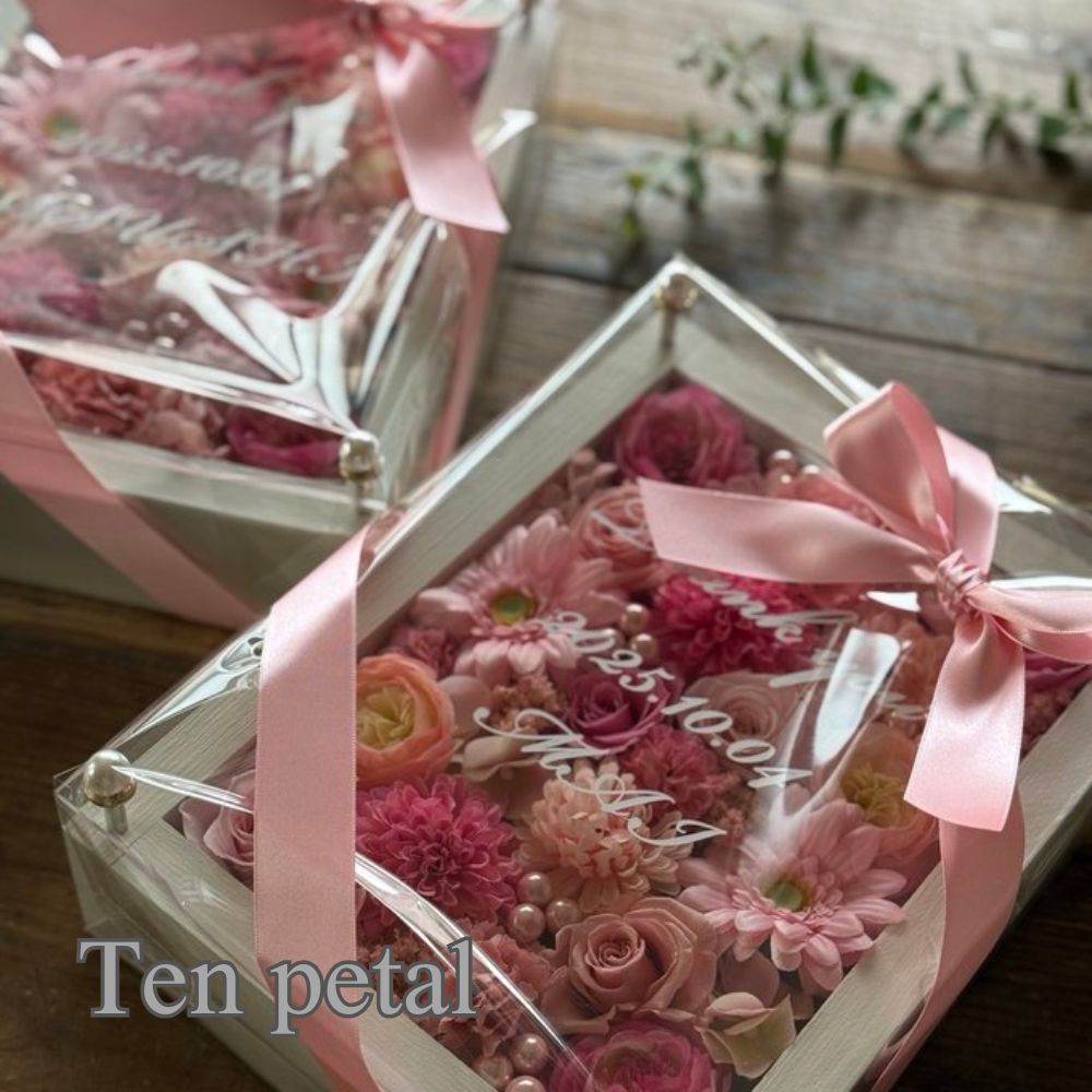 子育て感謝状 プリザーブドフラワー ピンク サイド