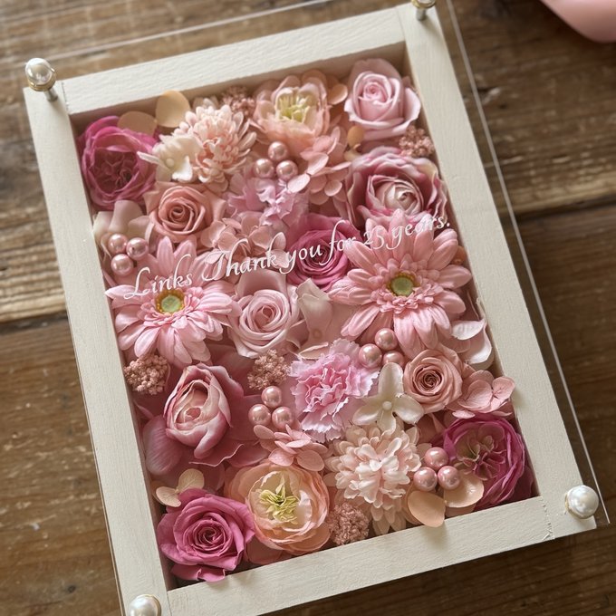 ボックスフラワー ピンク」style=