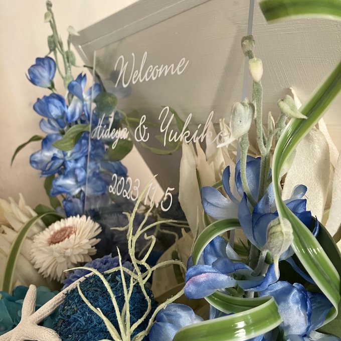 結婚式ウェルカムボード・結婚祝いに｜白木箱〈海〉文字入れ 3